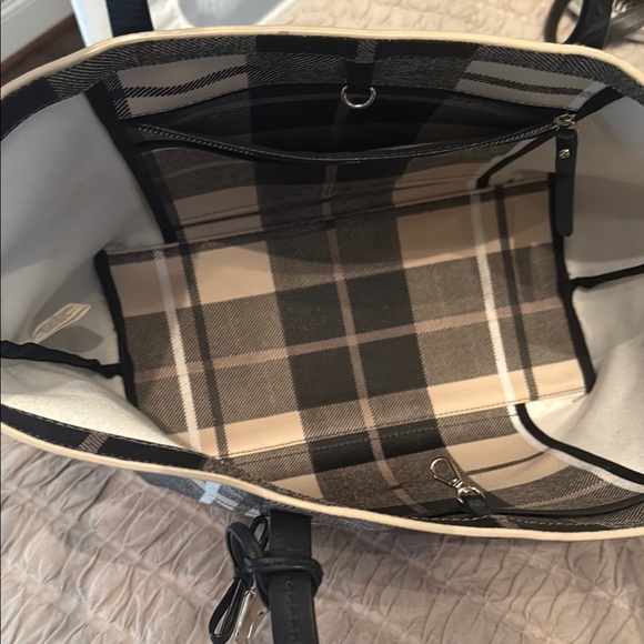Kate Spade Plaid Tote in Black and Cream with Wallet - Picture 5 of 6